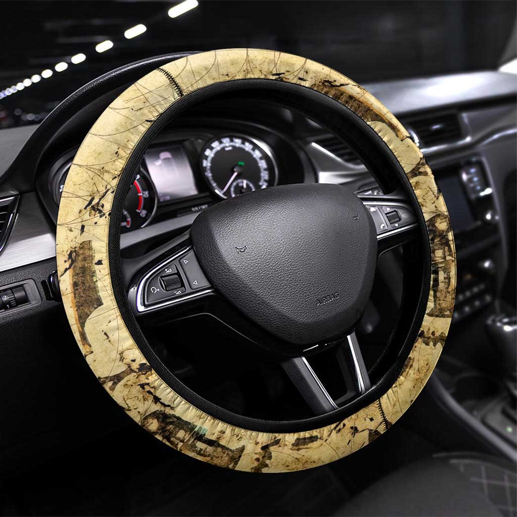 Apis Steering Wheel Cover Ancient Egyptian Papyrus Map, Egyptian Crown Bull Illustration - Wonder Print Shop