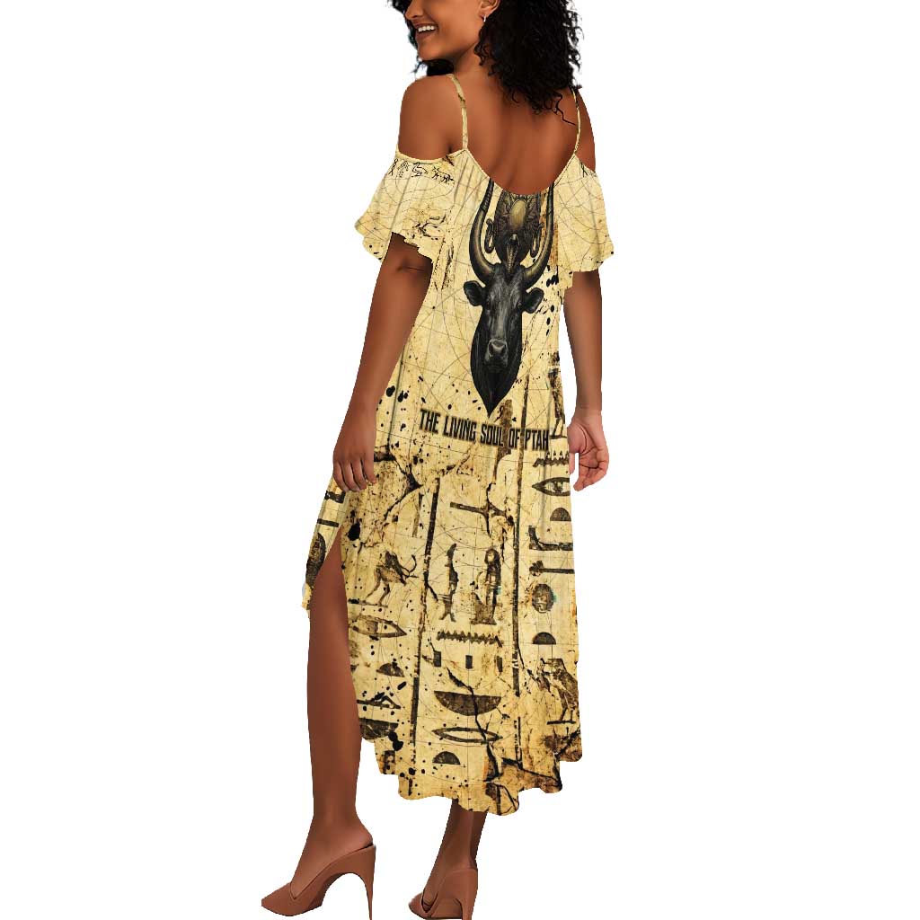 Apis Summer Maxi Dress Ancient Egyptian Papyrus Map, Egyptian Crown Bull Illustration - Wonder Print Shop