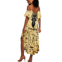 Apis Summer Maxi Dress Ancient Egyptian Papyrus Map, Egyptian Crown Bull Illustration - Wonder Print Shop
