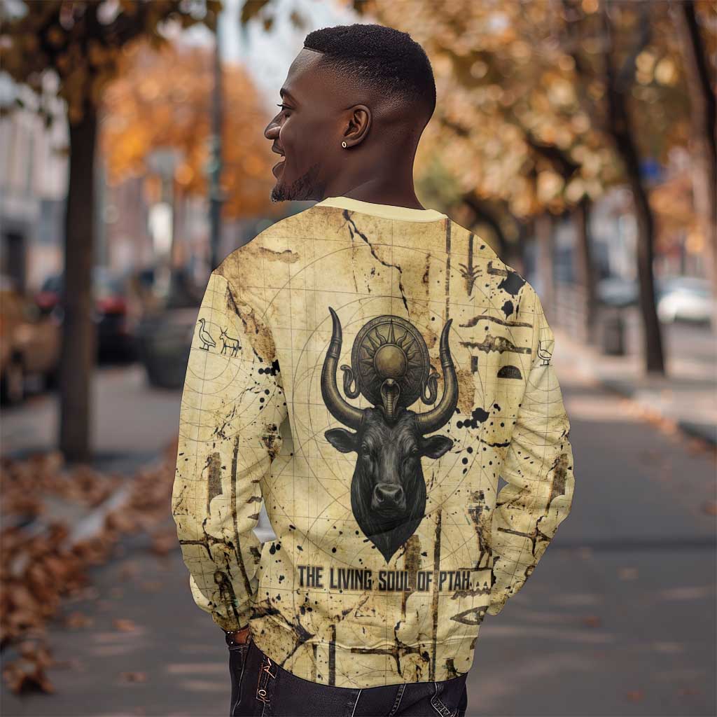 Apis Sweatshirt Ancient Egyptian Papyrus Map, Egyptian Crown Bull Illustration - Wonder Print Shop