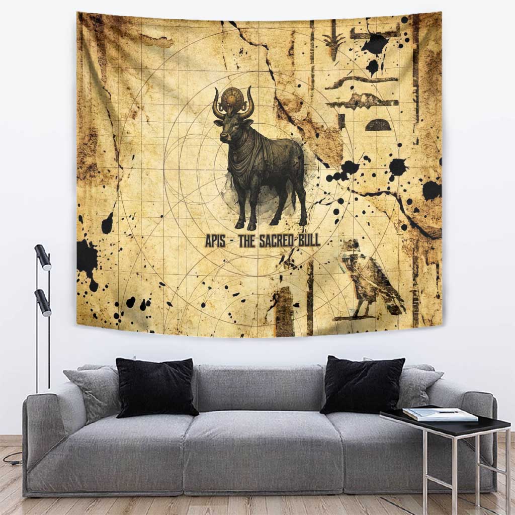 Apis Tapestry Ancient Egyptian Papyrus Map, Egyptian Crown Bull Illustration - Wonder Print Shop