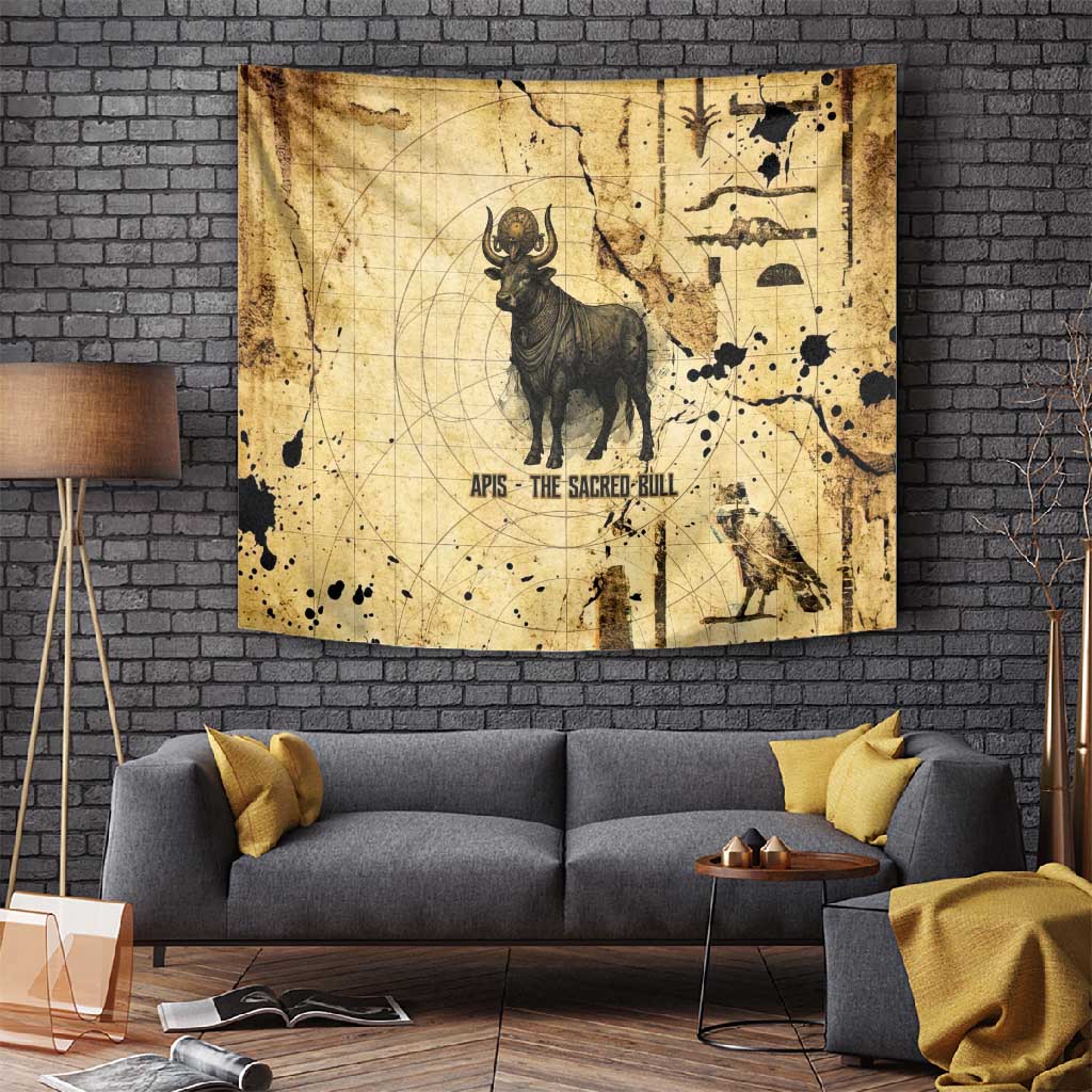 Apis Tapestry Ancient Egyptian Papyrus Map, Egyptian Crown Bull Illustration - Wonder Print Shop
