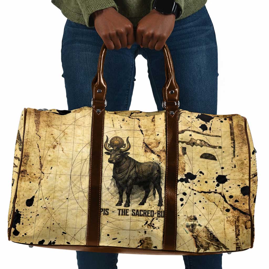 Apis Travel Bag Ancient Egyptian Papyrus Map, Egyptian Crown Bull Illustration - Wonder Print Shop