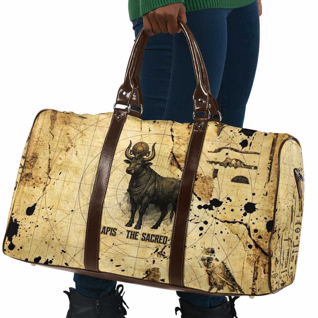 Apis Travel Bag Ancient Egyptian Papyrus Map, Egyptian Crown Bull Illustration - Wonder Print Shop