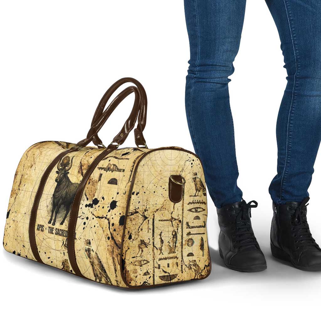 Apis Travel Bag Ancient Egyptian Papyrus Map, Egyptian Crown Bull Illustration - Wonder Print Shop