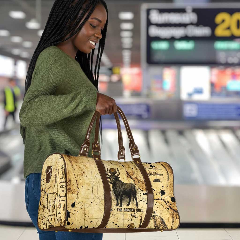 Apis Travel Bag Ancient Egyptian Papyrus Map, Egyptian Crown Bull Illustration - Wonder Print Shop