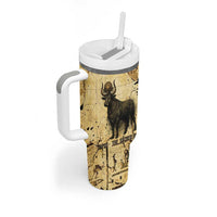 Apis Tumbler With Handle Ancient Egyptian Papyrus Map, Egyptian Crown Bull Illustration - Wonder Print Shop