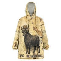 Apis Wearable Blanket Hoodie Ancient Egyptian Papyrus Map, Egyptian Crown Bull Illustration - Wonder Print Shop