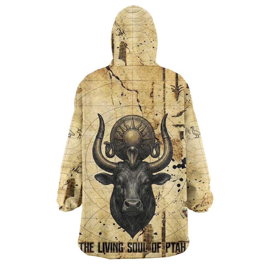 Apis Wearable Blanket Hoodie Ancient Egyptian Papyrus Map, Egyptian Crown Bull Illustration - Wonder Print Shop