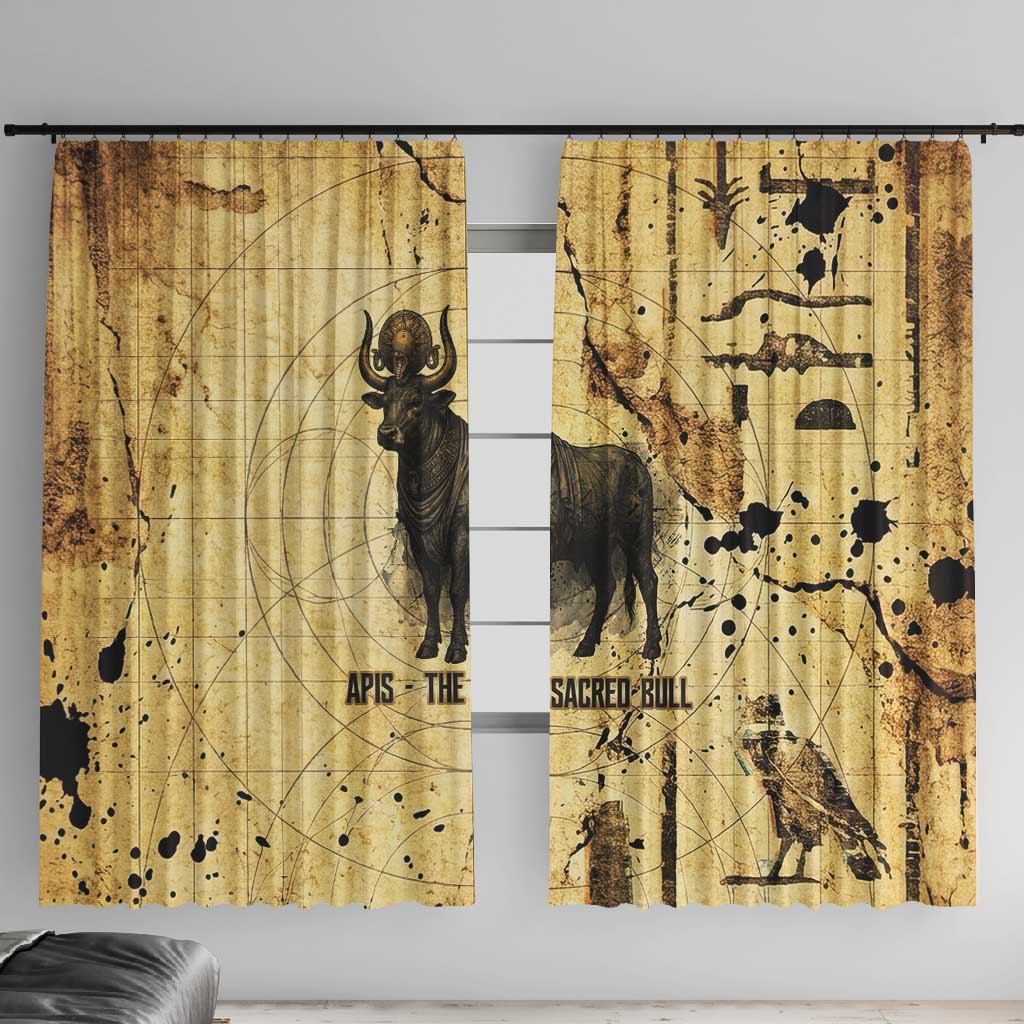 Apis Window Curtain Ancient Egyptian Papyrus Map, Egyptian Crown Bull Illustration - Wonder Print Shop