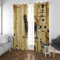 Apis Window Curtain Ancient Egyptian Papyrus Map, Egyptian Crown Bull Illustration - Wonder Print Shop