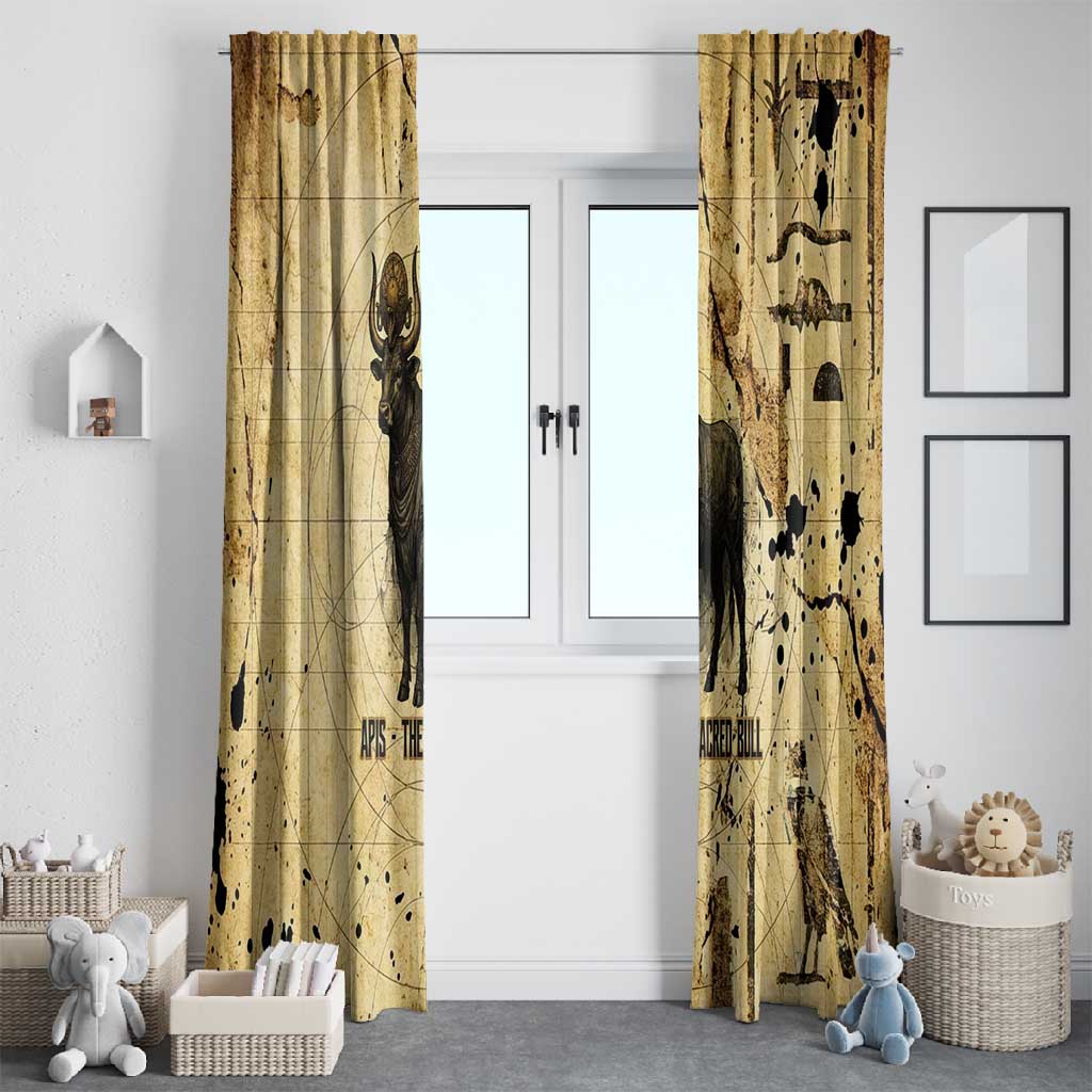 Apis Window Curtain Ancient Egyptian Papyrus Map, Egyptian Crown Bull Illustration - Wonder Print Shop