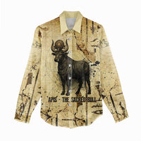 Apis Women Casual Shirt Ancient Egyptian Papyrus Map, Egyptian Crown Bull Illustration - Wonder Print Shop