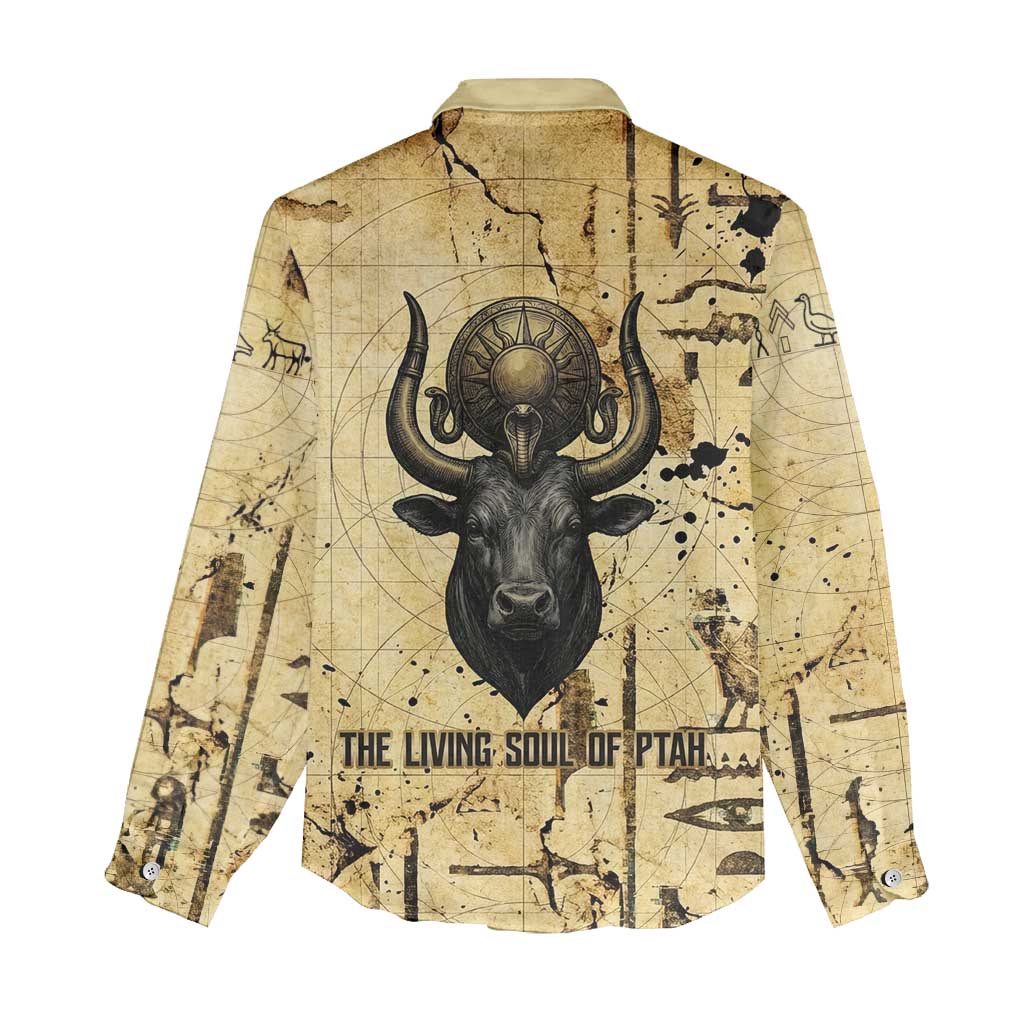 Apis Women Casual Shirt Ancient Egyptian Papyrus Map, Egyptian Crown Bull Illustration - Wonder Print Shop
