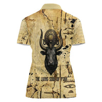 Apis Women Polo Shirt Ancient Egyptian Papyrus Map, Egyptian Crown Bull Illustration - Wonder Print Shop