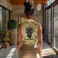 Apis Women Sleeveless Polo Shirt Ancient Egyptian Papyrus Map, Egyptian Crown Bull Illustration - Wonder Print Shop