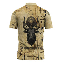 Apis Zipper Polo Shirt Ancient Egyptian Papyrus Map, Egyptian Crown Bull Illustration - Wonder Print Shop