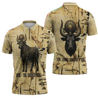 Apis Zipper Polo Shirt Ancient Egyptian Papyrus Map, Egyptian Crown Bull Illustration - Wonder Print Shop