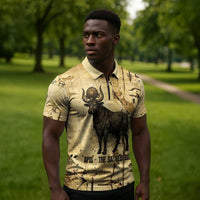 Apis Zipper Polo Shirt Ancient Egyptian Papyrus Map, Egyptian Crown Bull Illustration - Wonder Print Shop