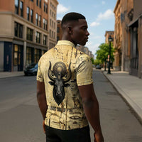 Apis Zipper Polo Shirt Ancient Egyptian Papyrus Map, Egyptian Crown Bull Illustration - Wonder Print Shop