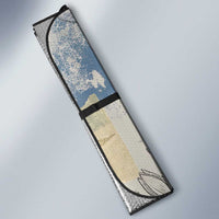 Apis Ancient Egyptian Auto Sun Shade with Beige-Gray Hieroglyphic, Ornate Bull Head, and Gold-Blue Typography - Wonder Print Shop