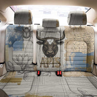 Apis Ancient Egyptian Back Car Seat Cover with Beige-Gray Hieroglyphic, Ornate Bull Head, and Gold-Blue Typography - Wonder Print Shop