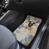 Apis Ancient Egyptian Car Mats with Beige-Gray Hieroglyphic, Ornate Bull Head, and Gold-Blue Typography - Wonder Print Shop