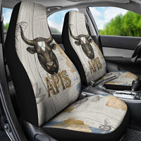 Apis Ancient Egyptian Car Seat Cover with Beige-Gray Hieroglyphic, Ornate Bull Head, and Gold-Blue Typography - Wonder Print Shop