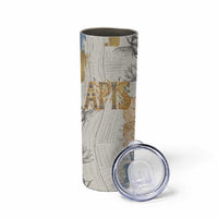 Apis Ancient Egyptian Skinny Tumbler with Beige-Gray Hieroglyphic, Ornate Bull Head, and Gold-Blue Typography - Wonder Print Shop