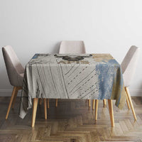 Apis Ancient Egyptian Tablecloth with Beige-Gray Hieroglyphic, Ornate Bull Head, and Gold-Blue Typography - Wonder Print Shop