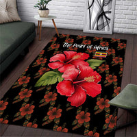 Uganda Area Rug with Hibiscus Flower Pattern and The Pearl of Africa Text