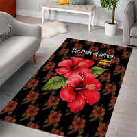 Uganda Area Rug with Hibiscus Flower Pattern and The Pearl of Africa Text