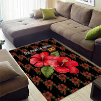 Uganda Area Rug with Hibiscus Flower Pattern and The Pearl of Africa Text