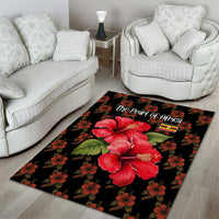 Uganda Area Rug with Hibiscus Flower Pattern and The Pearl of Africa Text
