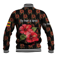 Uganda Baseball Jacket with Hibiscus Flower Pattern and The Pearl of Africa Text
