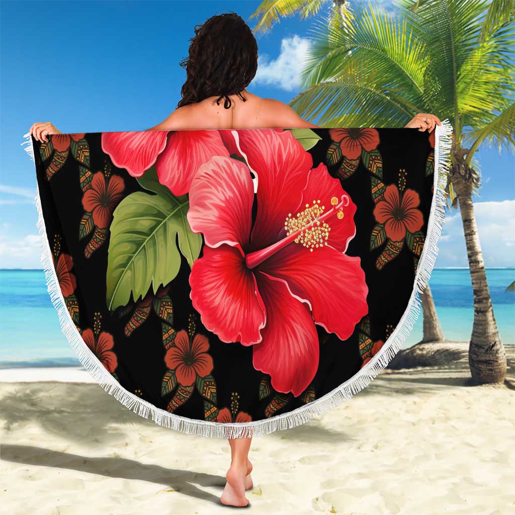 Uganda Beach Blanket with Hibiscus Flower Pattern and The Pearl of Africa Text