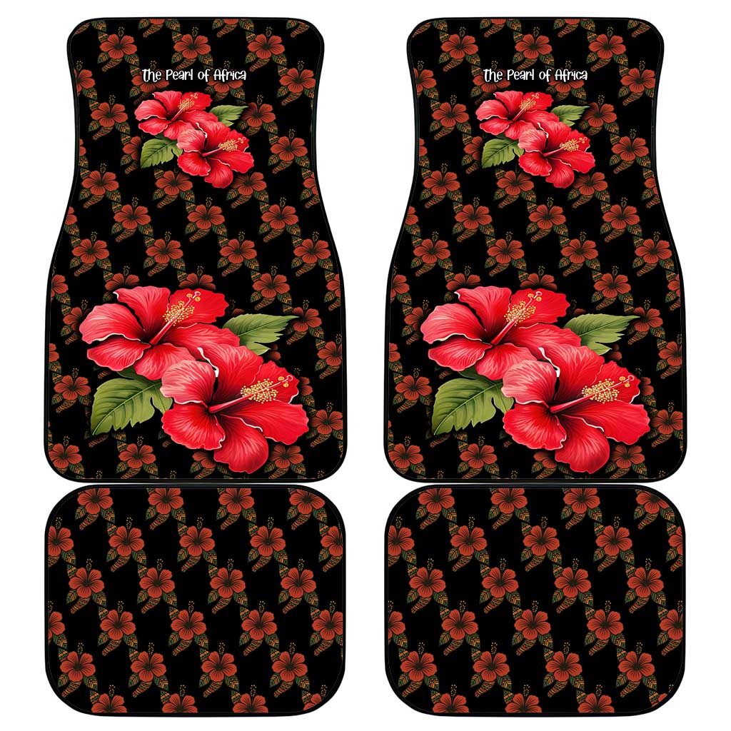 Uganda Car Mats with Hibiscus Flower Pattern and The Pearl of Africa Text