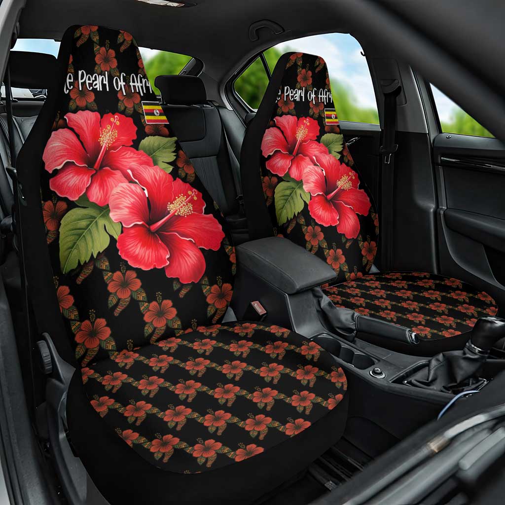 Uganda Car Seat Cover with Hibiscus Flower Pattern and The Pearl of Africa Text