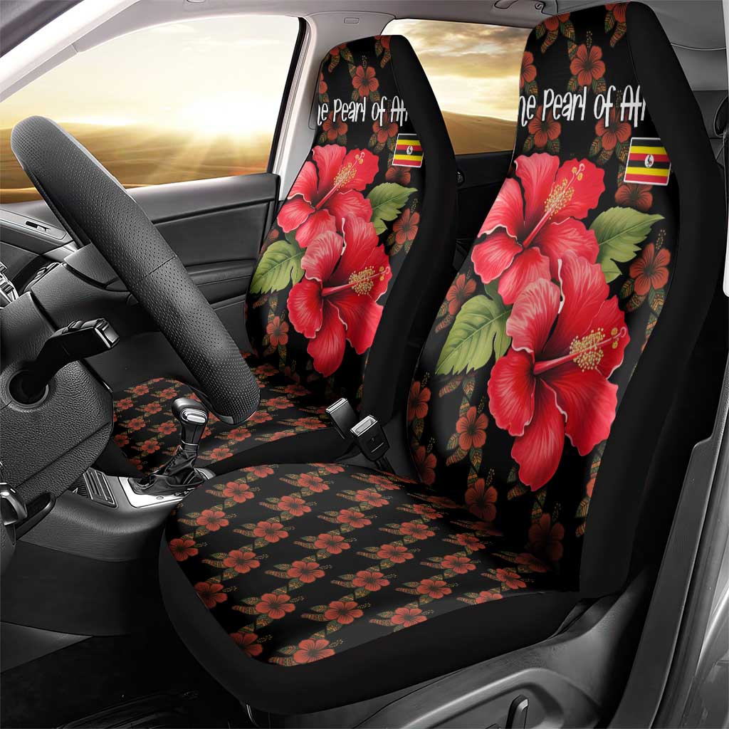Uganda Car Seat Cover with Hibiscus Flower Pattern and The Pearl of Africa Text