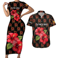 Uganda Couples Matching Short Sleeve Bodycon Dress and Hawaiian Shirt with Hibiscus Flower Pattern and The Pearl of Africa Text