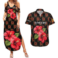Uganda Couples Matching Summer Maxi Dress and Hawaiian Shirt with Hibiscus Flower Pattern and The Pearl of Africa Text