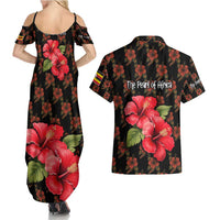 Uganda Couples Matching Summer Maxi Dress and Hawaiian Shirt with Hibiscus Flower Pattern and The Pearl of Africa Text
