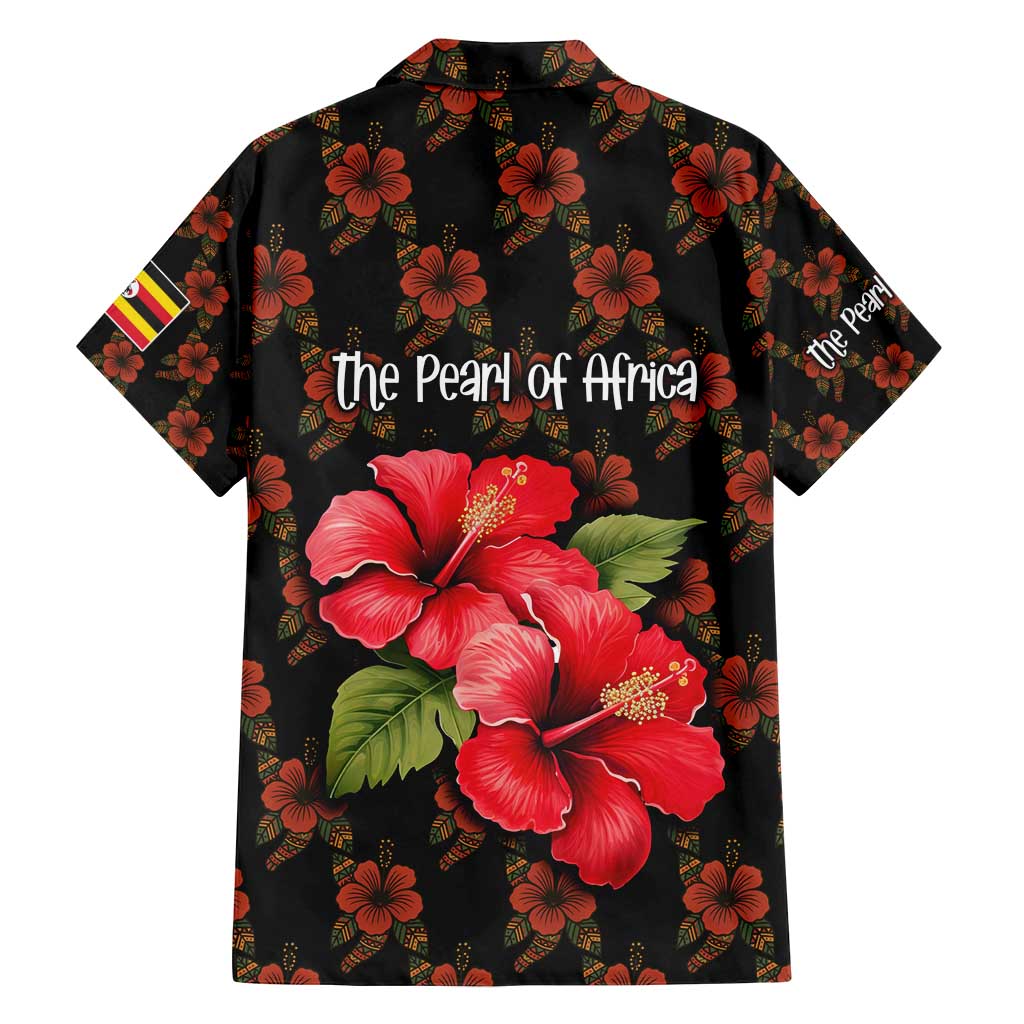Uganda Family Matching Long Sleeve Bodycon Dress and Hawaiian Shirt with Hibiscus Flower Pattern and The Pearl of Africa Text
