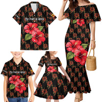 Uganda Family Matching Mermaid Dress and Hawaiian Shirt with Hibiscus Flower Pattern and The Pearl of Africa Text