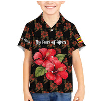 Uganda Family Matching Mermaid Dress and Hawaiian Shirt with Hibiscus Flower Pattern and The Pearl of Africa Text