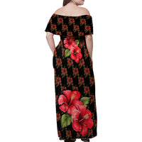 Uganda Family Matching Off Shoulder Maxi Dress and Hawaiian Shirt with Hibiscus Flower Pattern and The Pearl of Africa Text