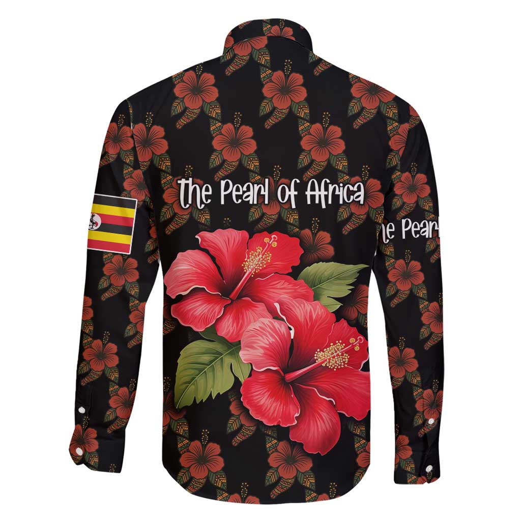 Uganda Family Matching Short Sleeve Bodycon Dress and Hawaiian Shirt with Hibiscus Flower Pattern and The Pearl of Africa Text