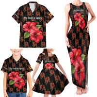Uganda Family Matching Tank Maxi Dress and Hawaiian Shirt with Hibiscus Flower Pattern and The Pearl of Africa Text