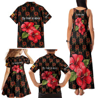 Uganda Family Matching Tank Maxi Dress and Hawaiian Shirt with Hibiscus Flower Pattern and The Pearl of Africa Text