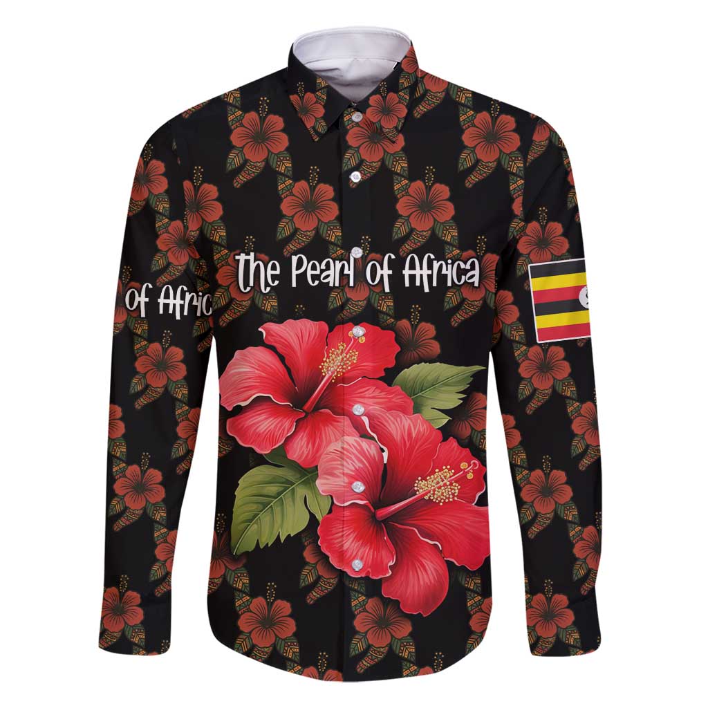 Uganda Family Matching Tank Maxi Dress and Hawaiian Shirt with Hibiscus Flower Pattern and The Pearl of Africa Text